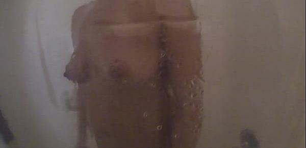  Poompoom couple flashing her puffy brown Latina nipples in the bathroom